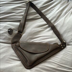 Brown Leather women’s/Men's Crossbody Bag